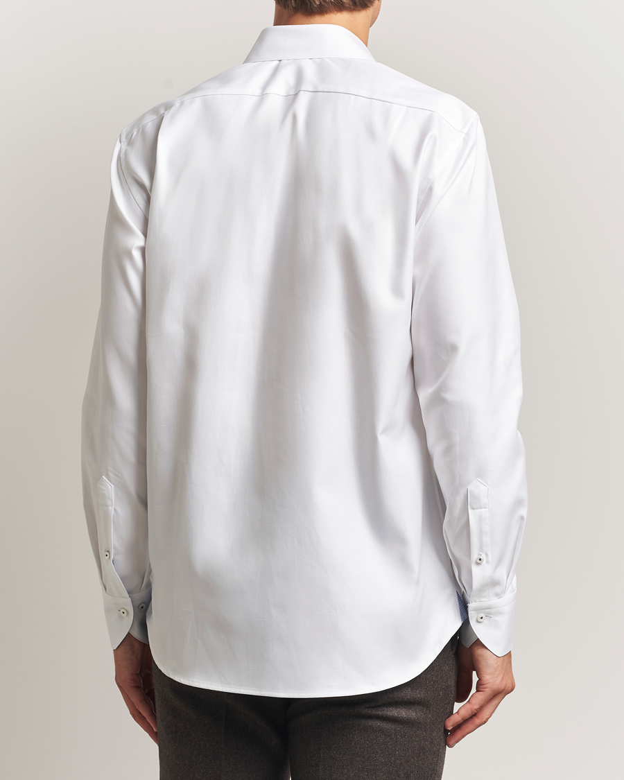Hombres | Camisas | Stenströms | Regular Fit Superior Twill Contrast Shirt White