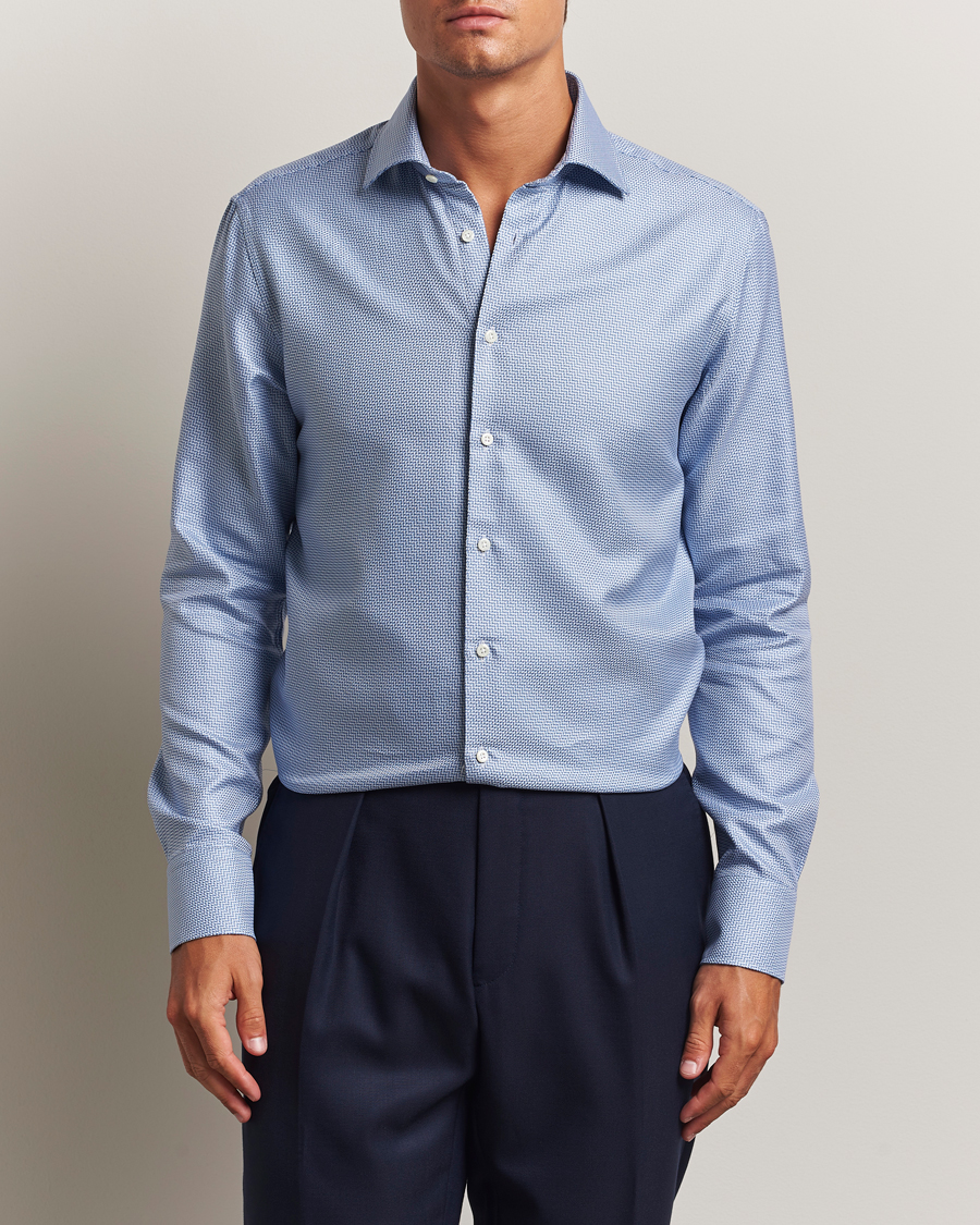 Hombres | Camisas | Stenströms | Regular Fit Diagonal Cut Away Shirt Blue