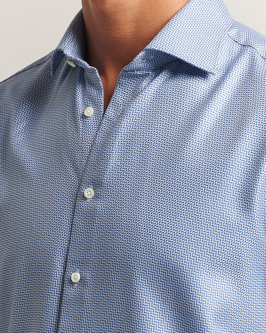 Hombres | Camisas | Stenströms | Regular Fit Diagonal Cut Away Shirt Blue
