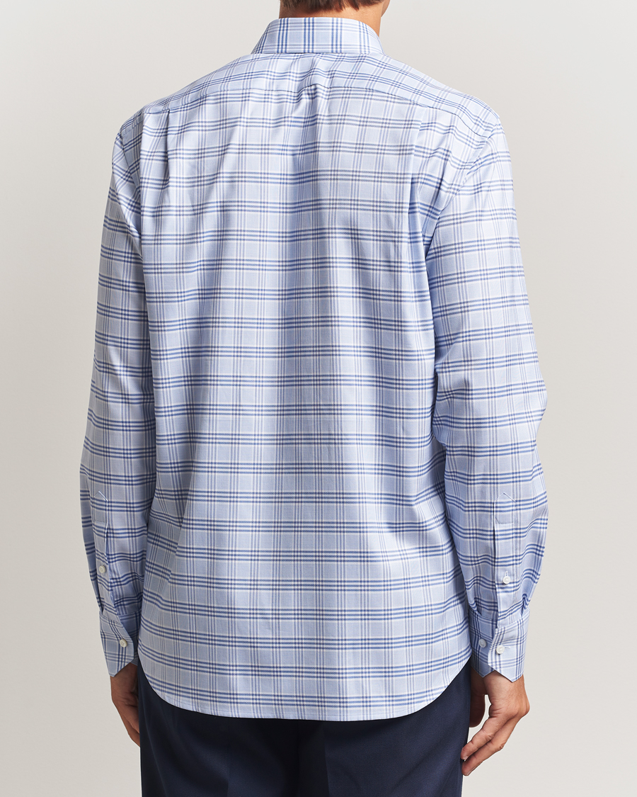 Hombres | Camisas | Stenströms | Regular Fit Checked Cut Away Shirt Blue