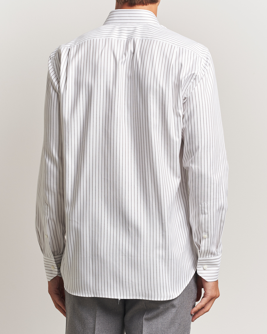Hombres | Camisas | Stenströms | Regular Fit  Oxford Stripe Cut Away Shirt White