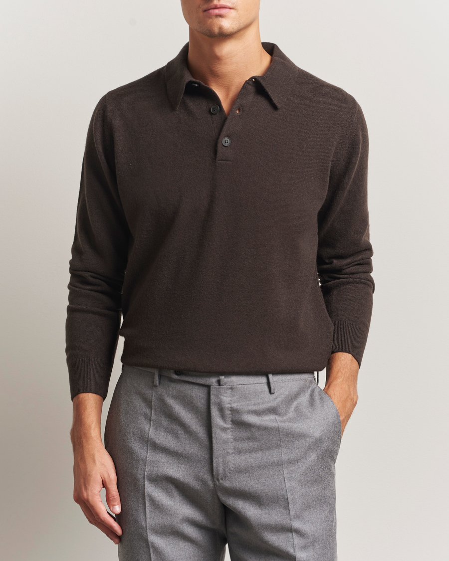 Hombres | Jerséis y prendas de punto | Sunspel | Cashmere Polo Truffle