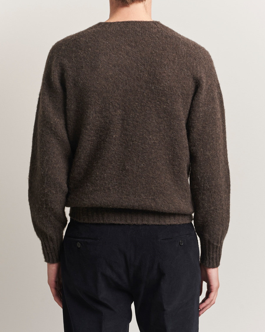 Hombres | Jerséis y prendas de punto | Sunspel | Brushed Shetland Crew Neck Bark