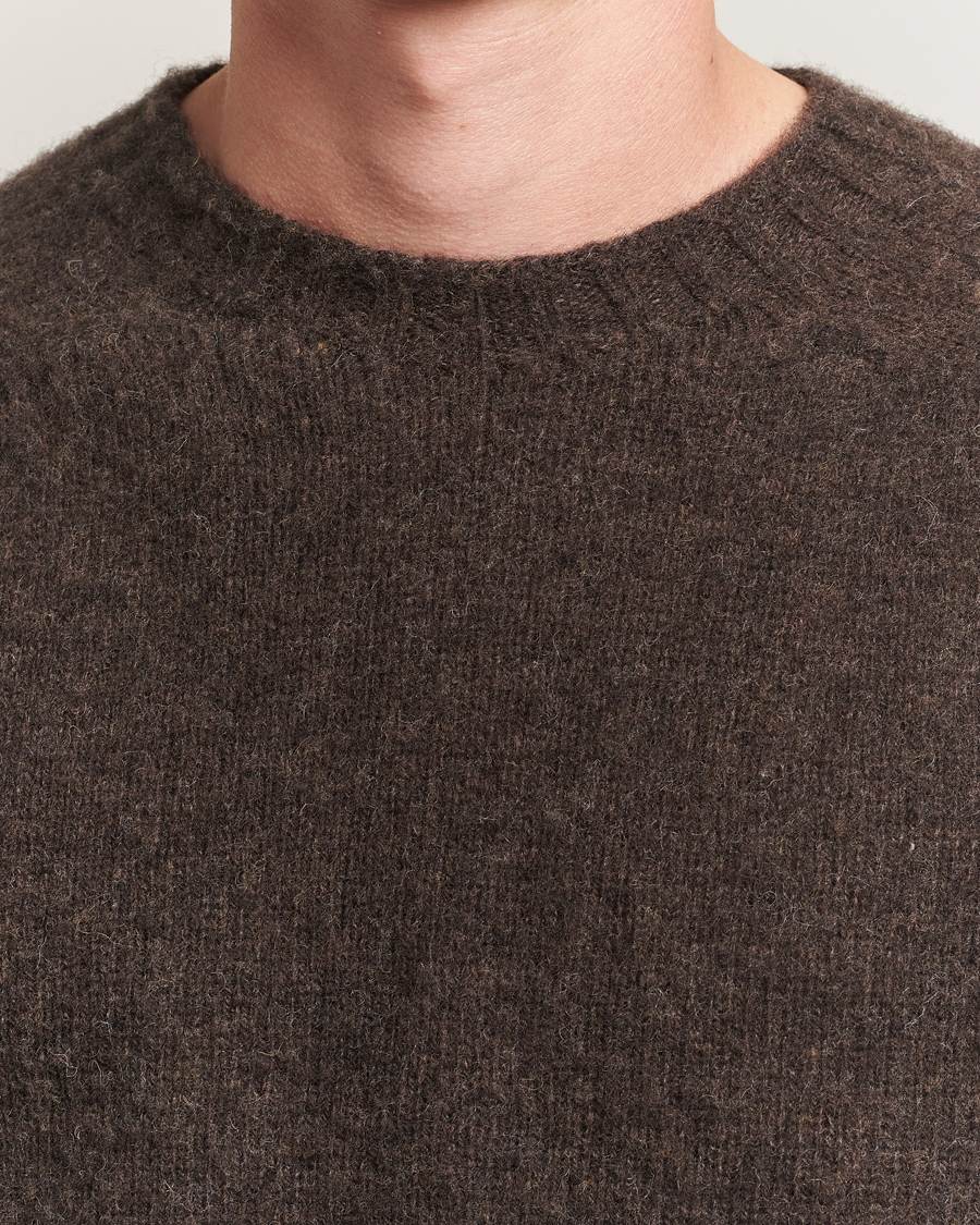 Hombres | Jerséis y prendas de punto | Sunspel | Brushed Shetland Crew Neck Bark