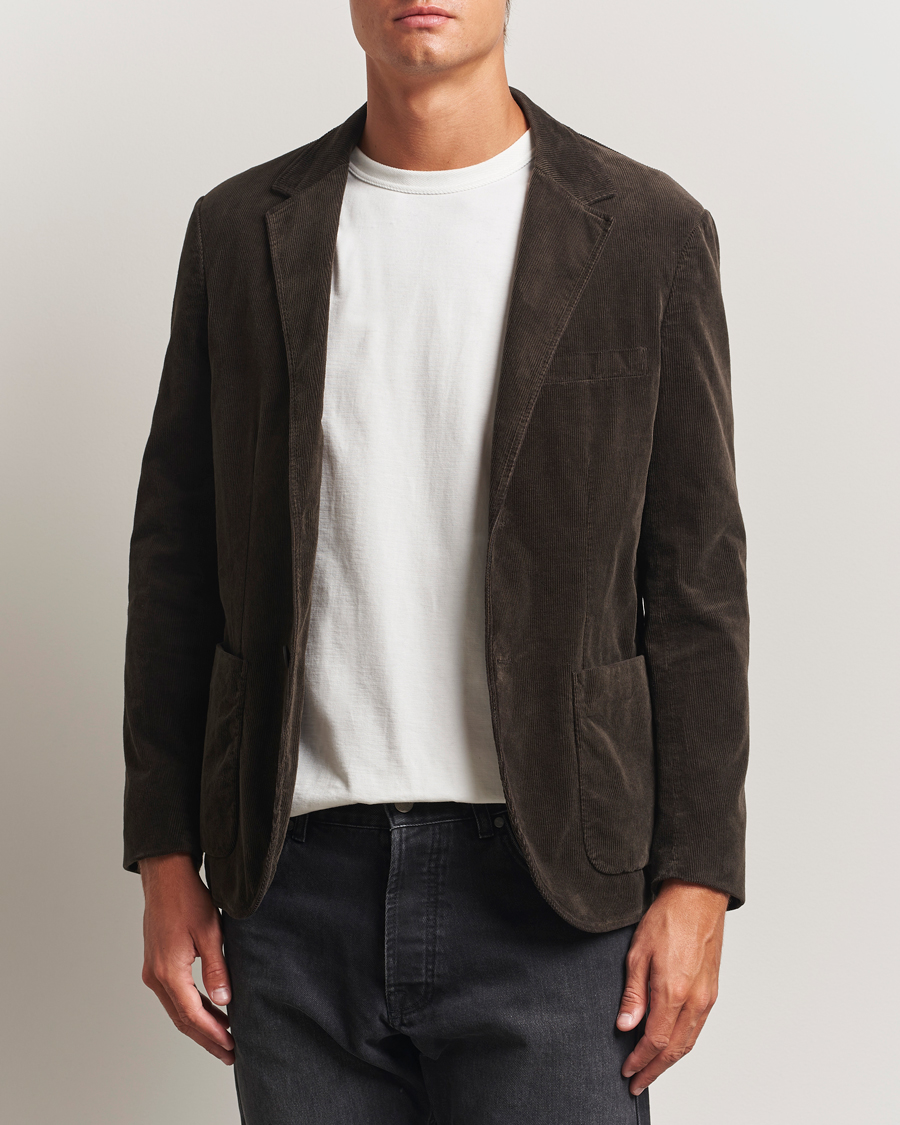 Hombres | Blazers | Sunspel | Relaxed Corduroy Blazer Coffee