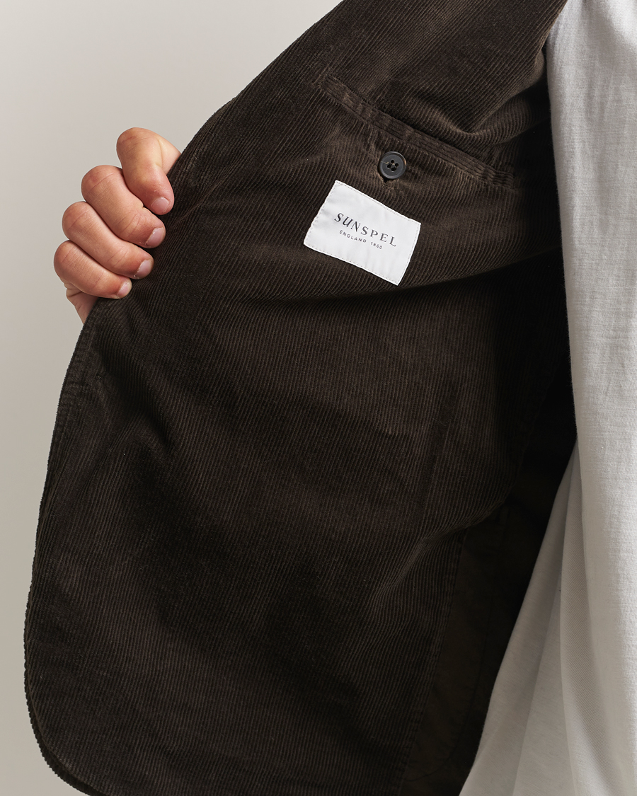 Hombres | Blazers | Sunspel | Relaxed Corduroy Blazer Coffee