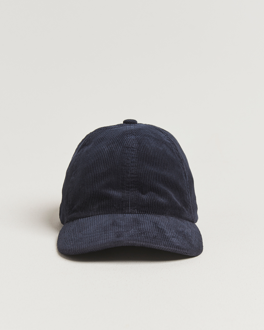 Hombres | Sombreros y gorras | Sunspel | Corduroy Cap Navy