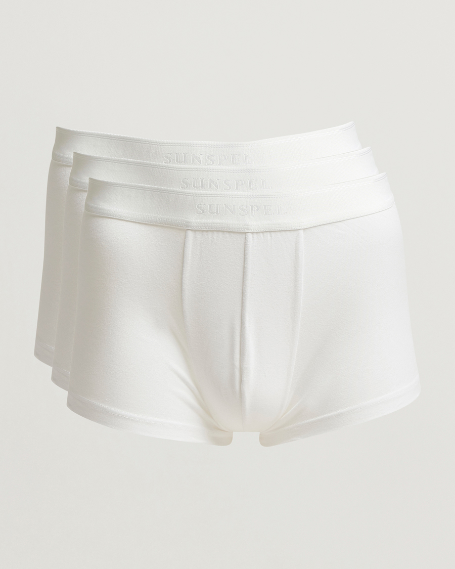 Hombres | Ropa interior y calcetines | Sunspel | 3-Pack Cotton Stretch Trunk White