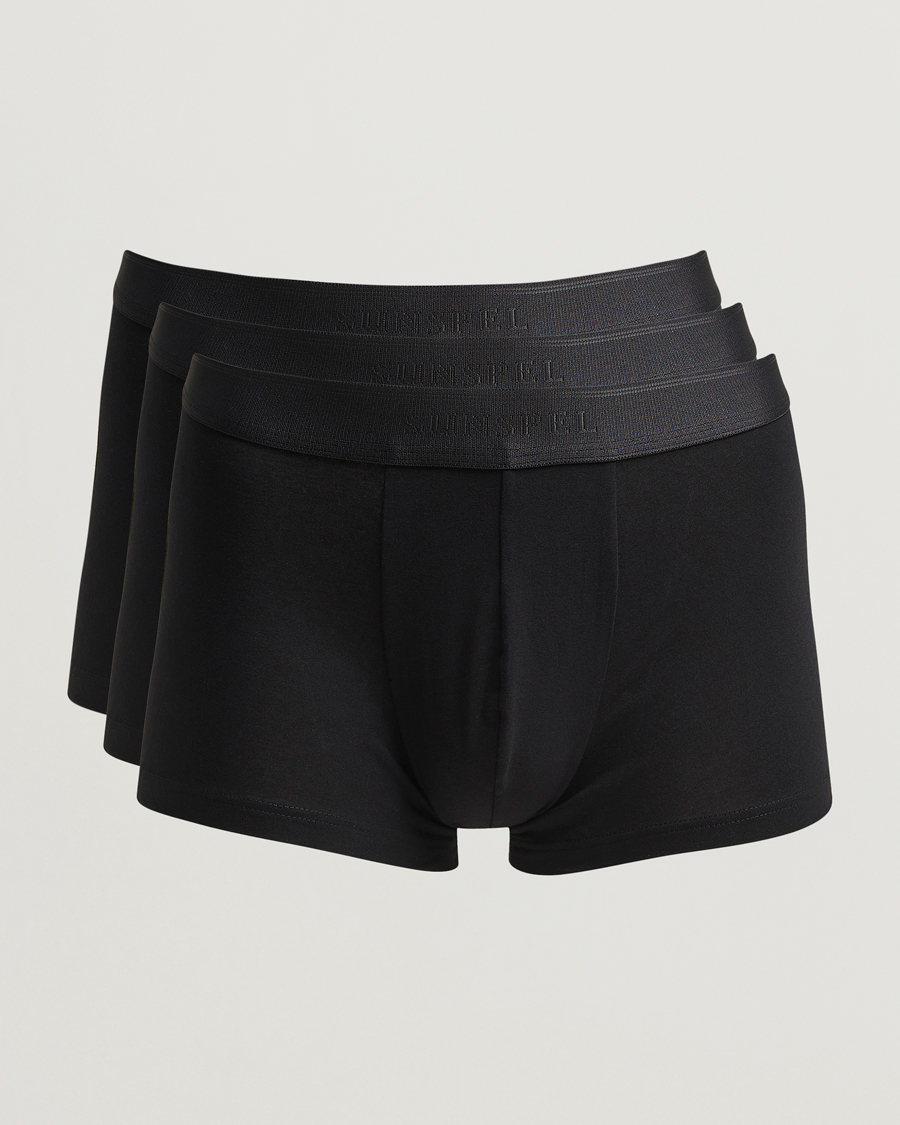 Hombres | Ropa interior y calcetines | Sunspel | 3-Pack Cotton Stretch Trunk Black