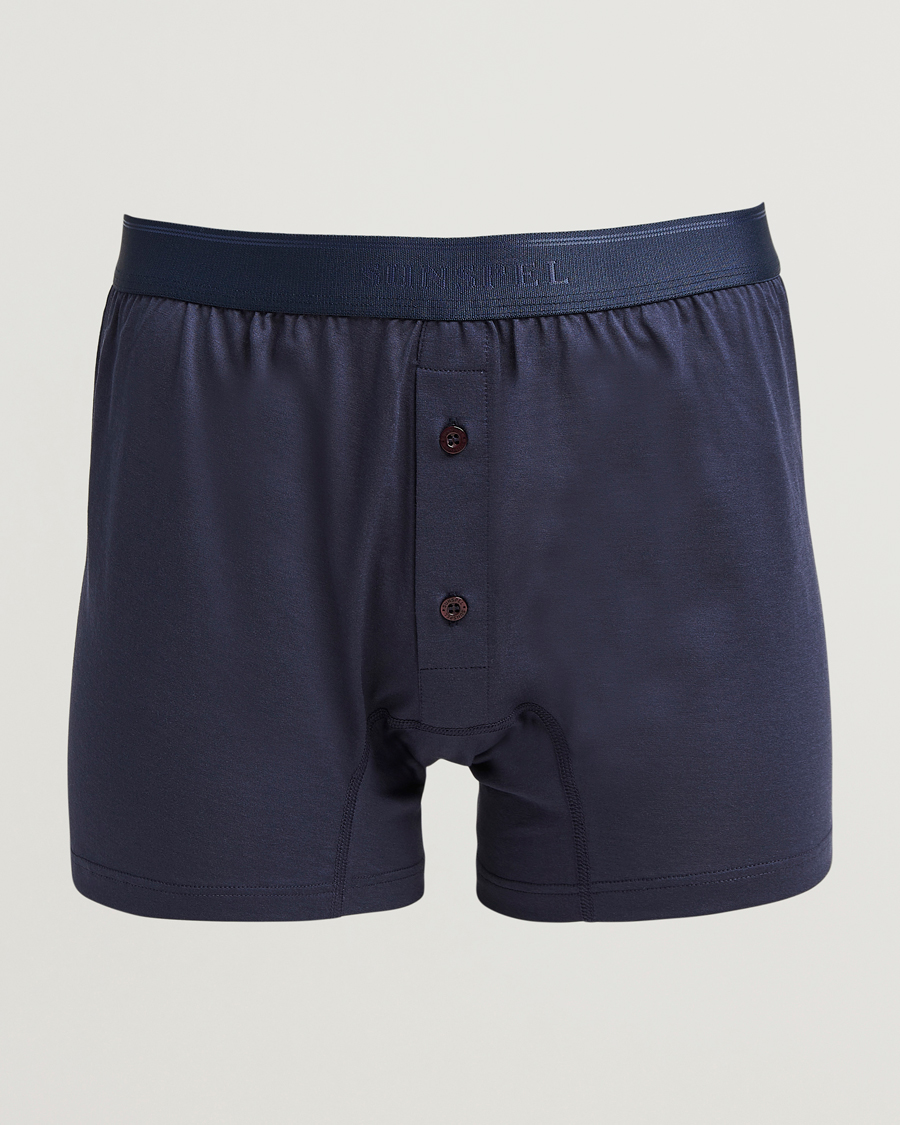 Hombres | Ropa interior y calcetines | Sunspel | Superfine Two Button Cotton Navy