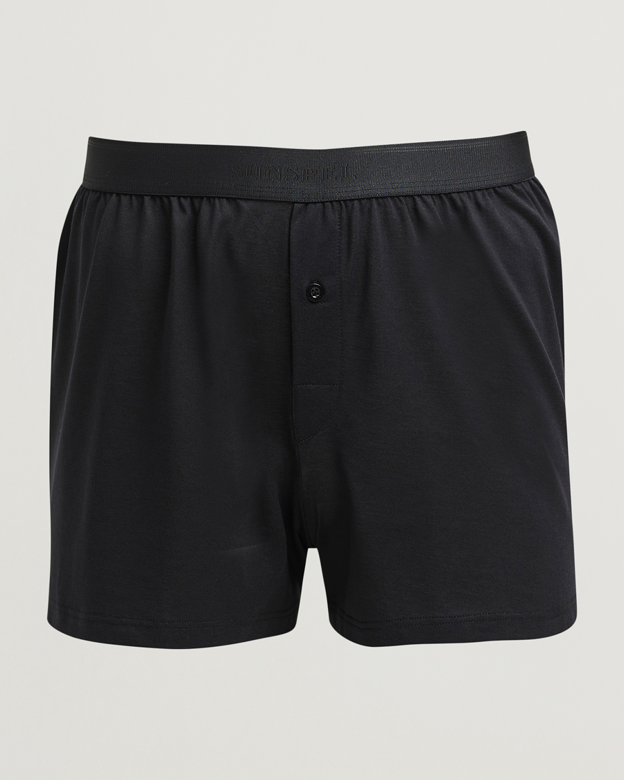 Hombres | Ropa interior y calcetines | Sunspel | Superfine One Button Boxer Black