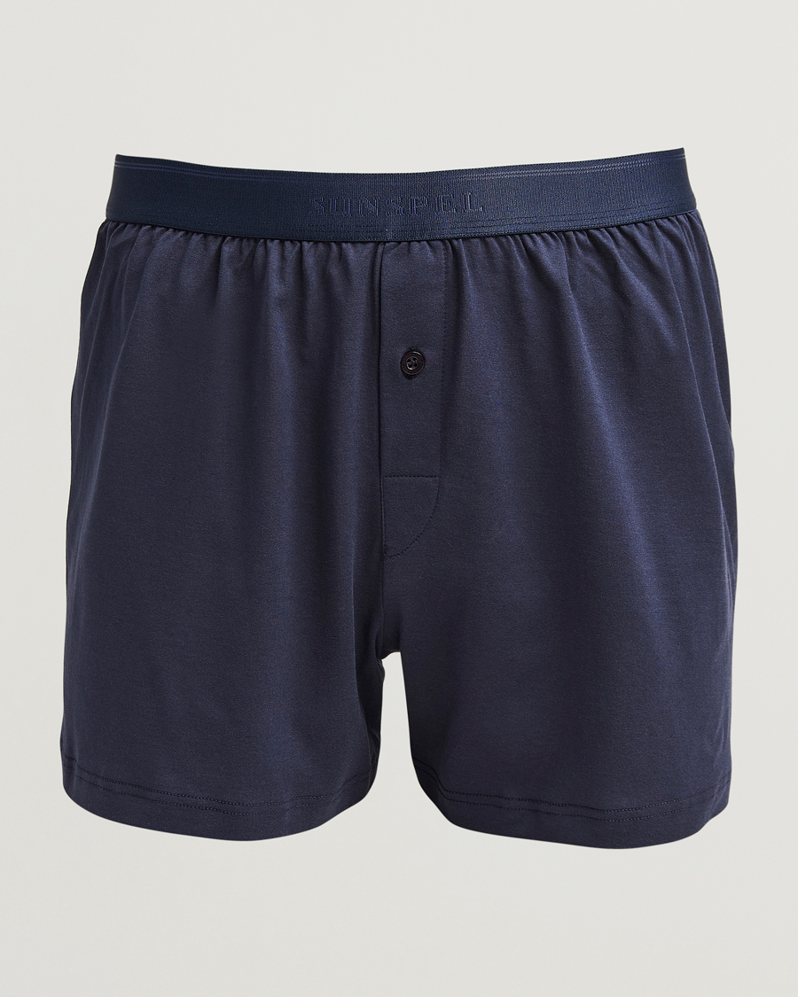 Hombres | Ropa interior y calcetines | Sunspel | Superfine One Button Boxer Navy