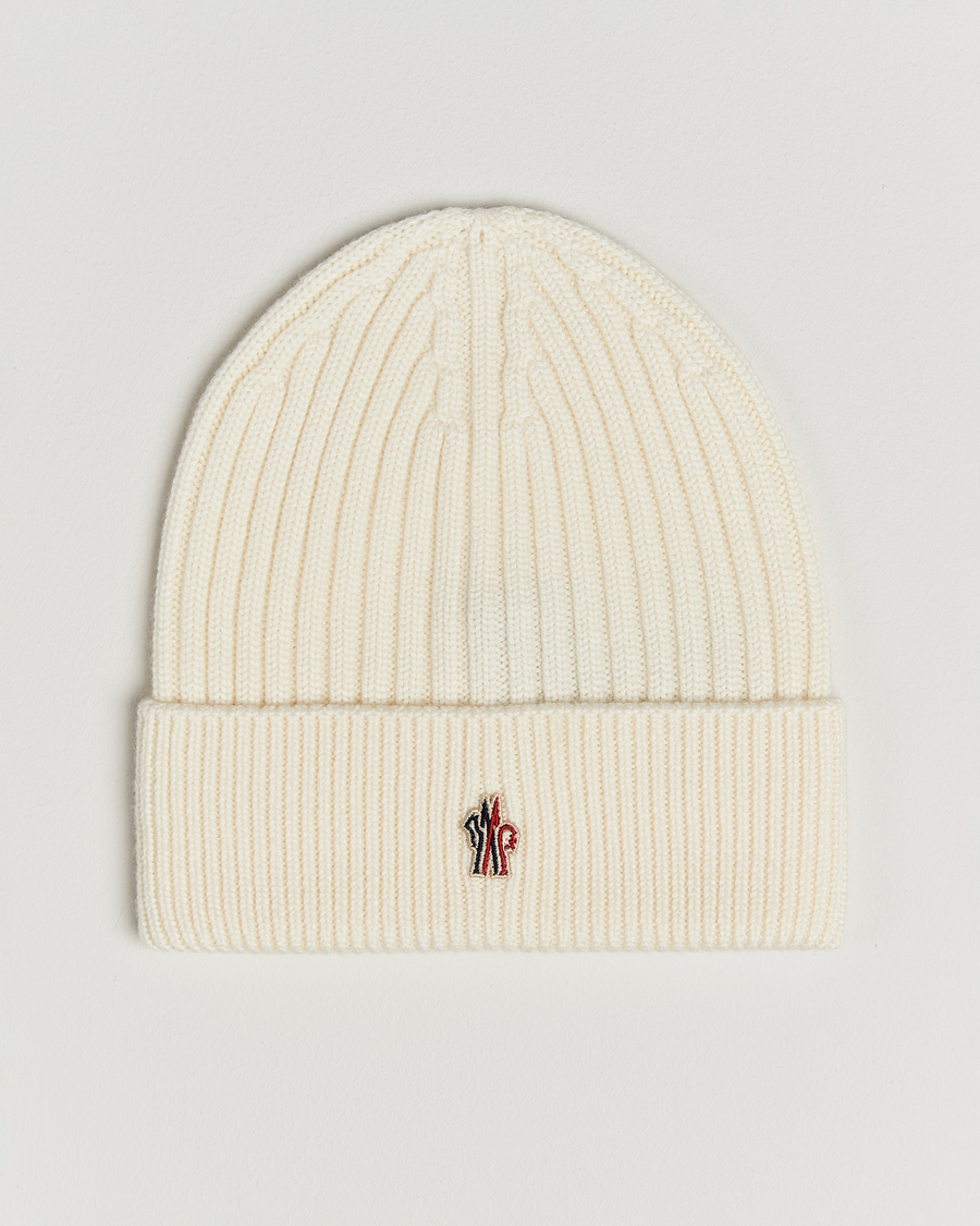 Hombres | Moncler Grenoble Rib Wool Beanie Off White | Moncler Grenoble | Rib Wool Beanie Off White