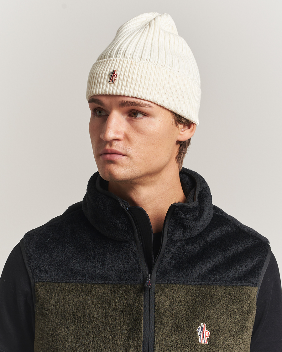Hombres | Moncler Grenoble Rib Wool Beanie Off White | Moncler Grenoble | Rib Wool Beanie Off White