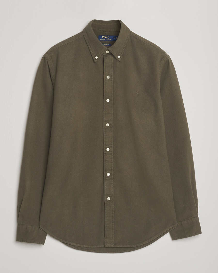 Hombres | Camisas | Polo Ralph Lauren | Custom Fit Brushed Flannel Shirt Ranger Green