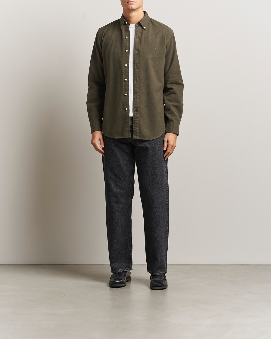 Hombres | Camisas | Polo Ralph Lauren | Custom Fit Brushed Flannel Shirt Ranger Green