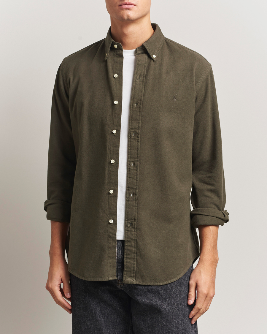 Hombres | Camisas | Polo Ralph Lauren | Custom Fit Brushed Flannel Shirt Ranger Green