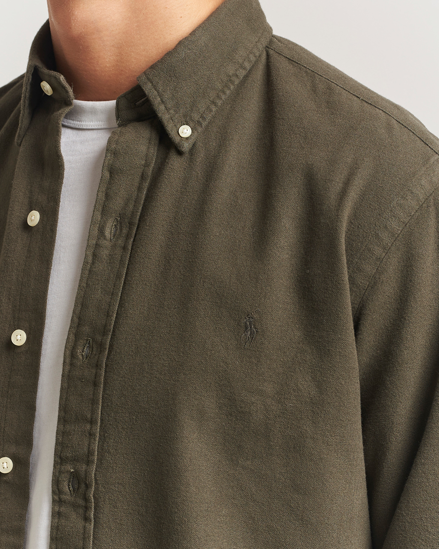 Hombres | Camisas | Polo Ralph Lauren | Custom Fit Brushed Flannel Shirt Ranger Green