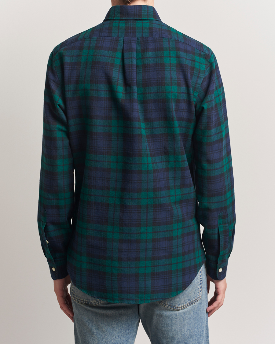 Hombres | Camisas | Polo Ralph Lauren | Custom Fit Brushed Flannel Checked Shirt Navy/Green