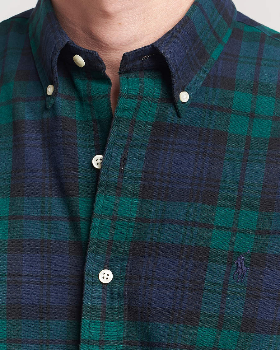 Hombres | Camisas | Polo Ralph Lauren | Custom Fit Brushed Flannel Checked Shirt Navy/Green