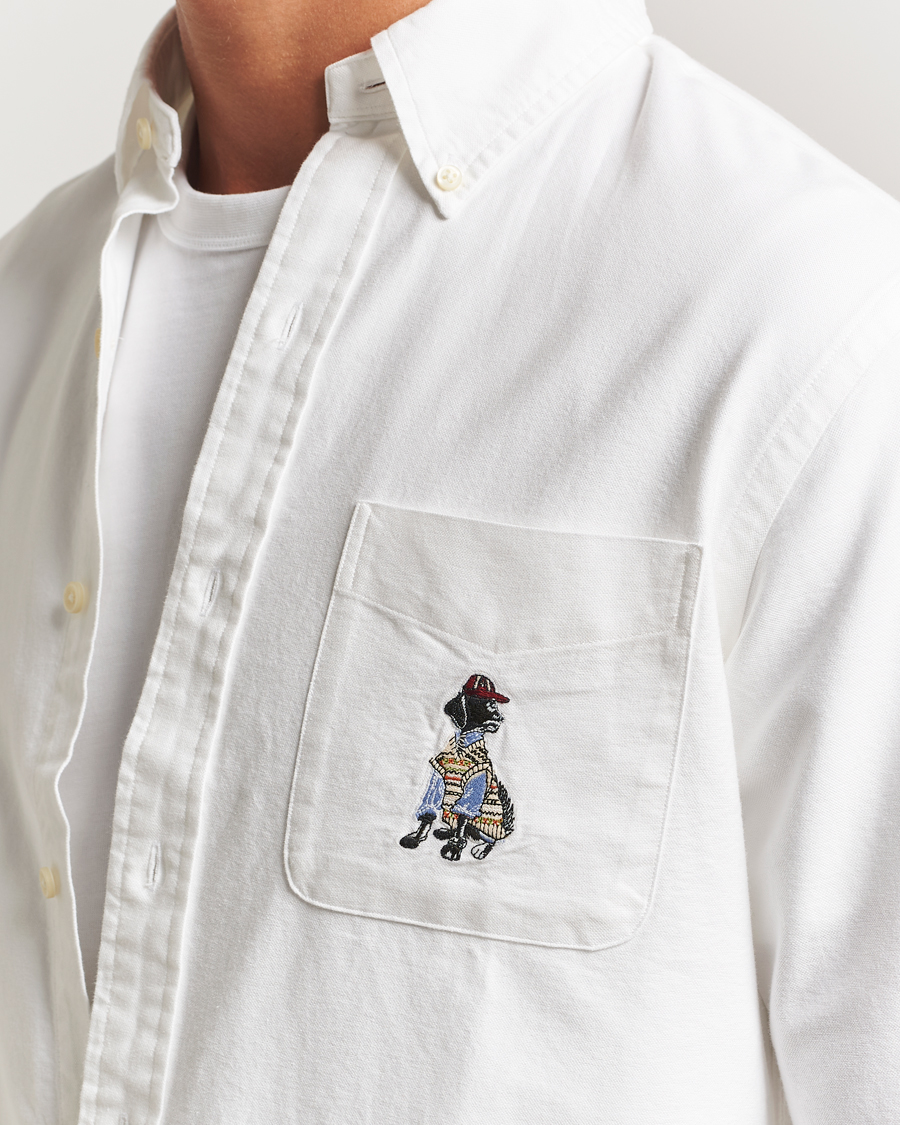 Hombres | Camisas | Polo Ralph Lauren | Custom Fit Dog Pocket Oxford Shirt White Black Lab