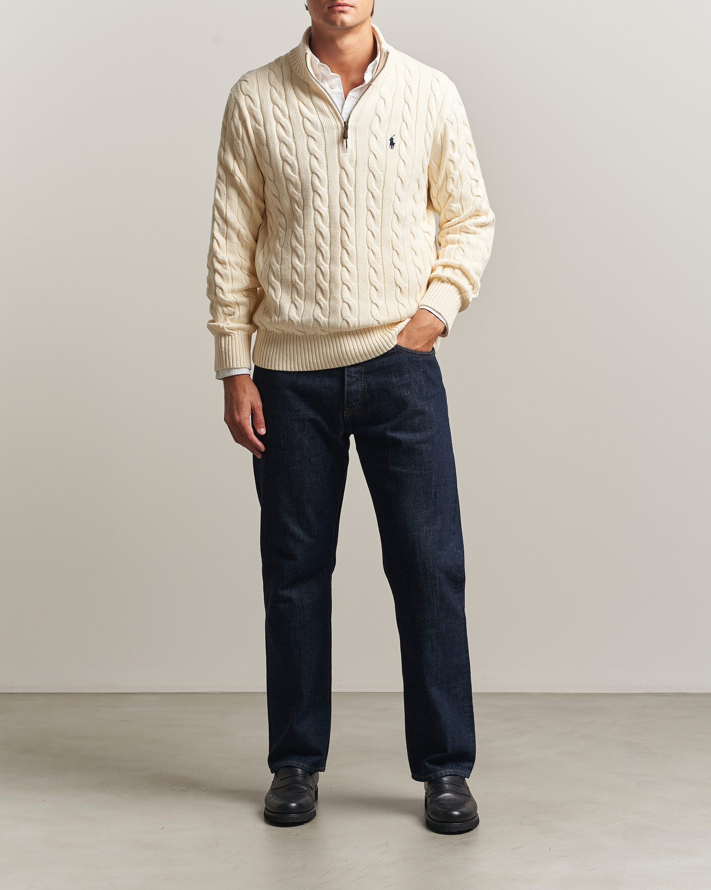 Hombres | Jerséis y prendas de punto | Polo Ralph Lauren | Cotton Cable Half Zip Andover Cream