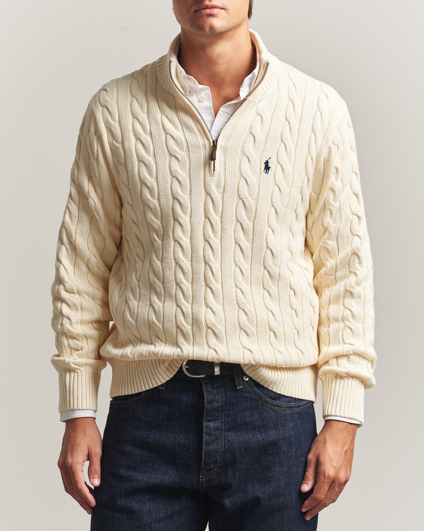 Hombres | Jerséis y prendas de punto | Polo Ralph Lauren | Cotton Cable Half Zip Andover Cream