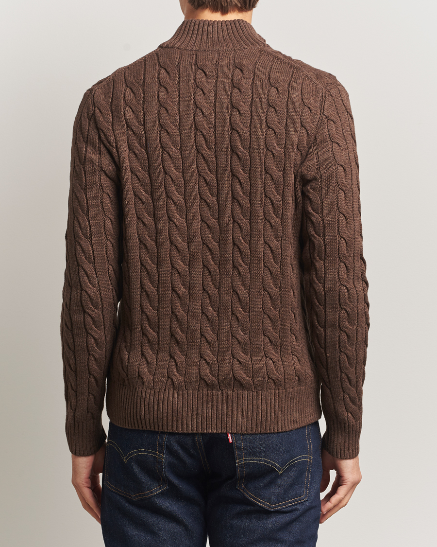 Hombres | Jerséis y prendas de punto | Polo Ralph Lauren | Cotton Cable Half Zip Nutmeg Brown Heather