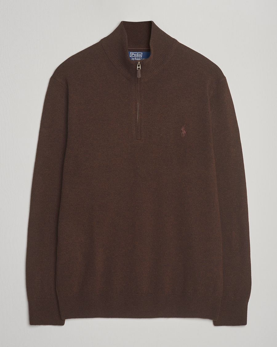 Hombres | Jerséis y prendas de punto | Polo Ralph Lauren | Merino Half-Zip Sweater Cacao Brown Heather