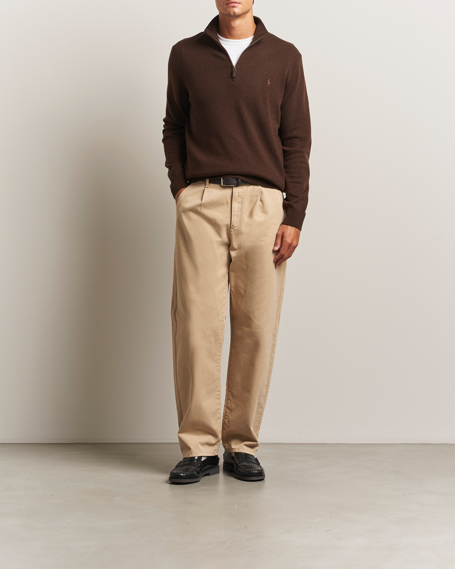 Hombres | Jerséis y prendas de punto | Polo Ralph Lauren | Merino Half-Zip Sweater Cacao Brown Heather