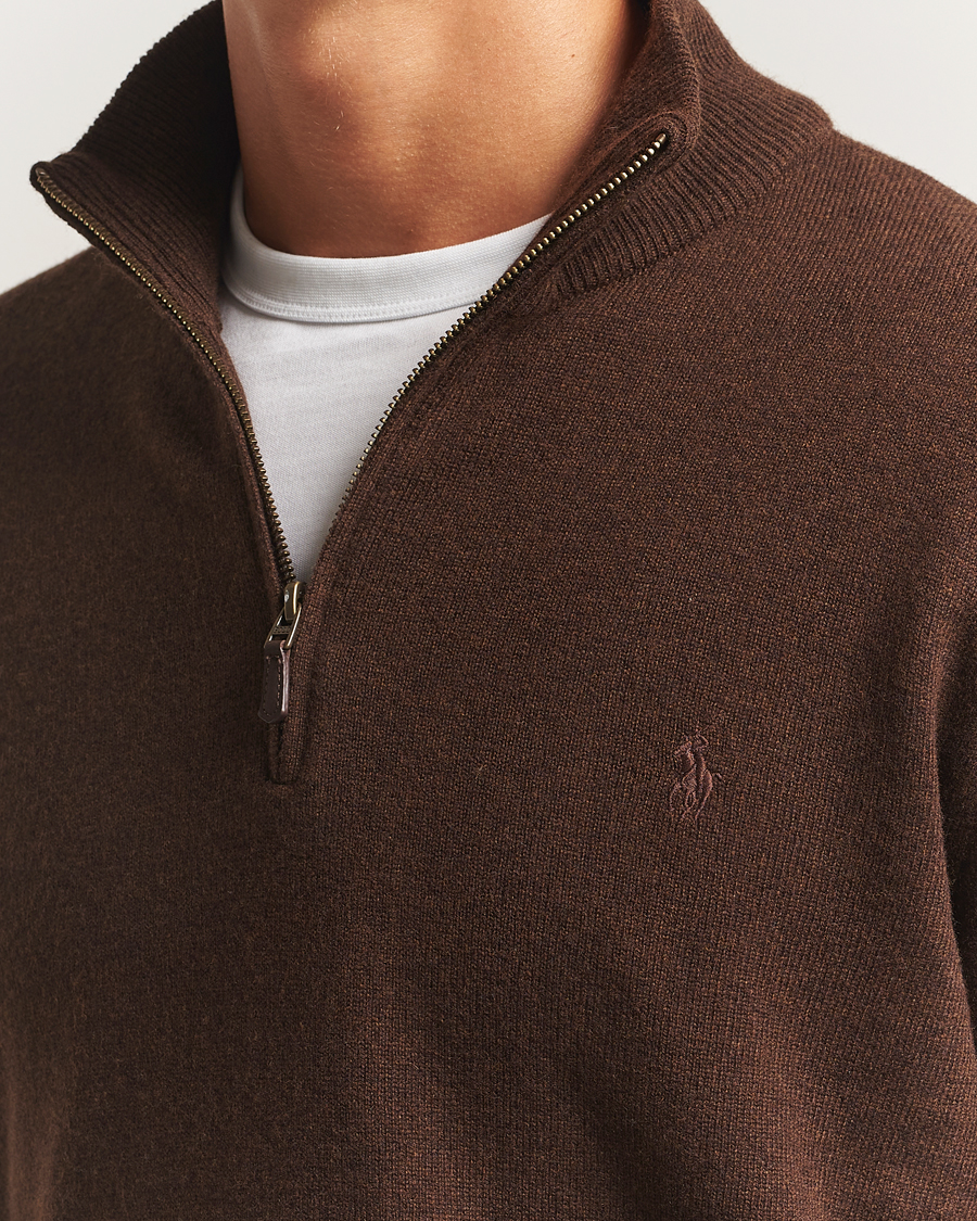 Hombres | Jerséis y prendas de punto | Polo Ralph Lauren | Merino Half-Zip Sweater Cacao Brown Heather