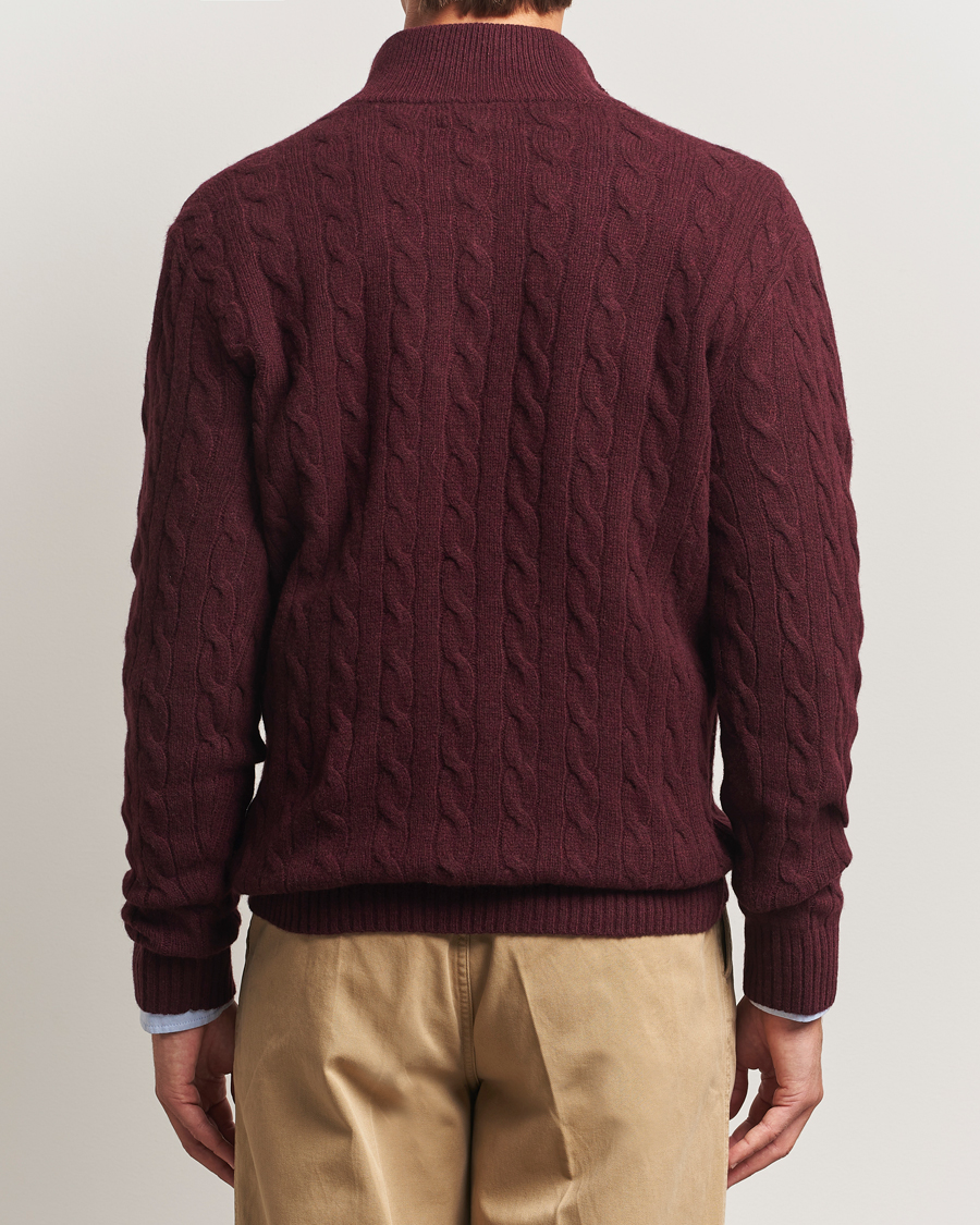 Hombres | Jerséis y prendas de punto | Polo Ralph Lauren | Wool/Cashmere Cable Half Zip Aged Wine Heather