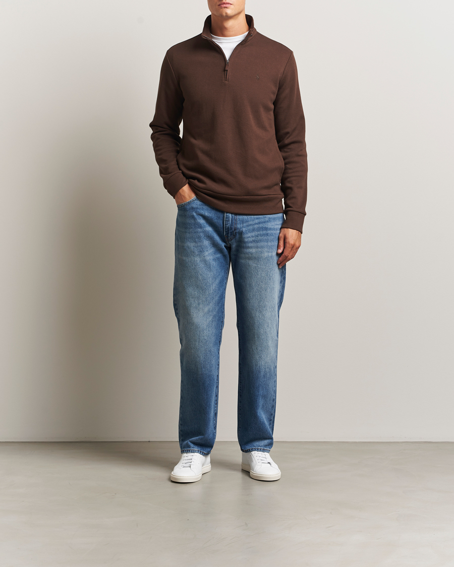 Hombres | Jerséis y prendas de punto | Polo Ralph Lauren | Double Knit Jaquard Half Zip Sweater Nutmeg Brown