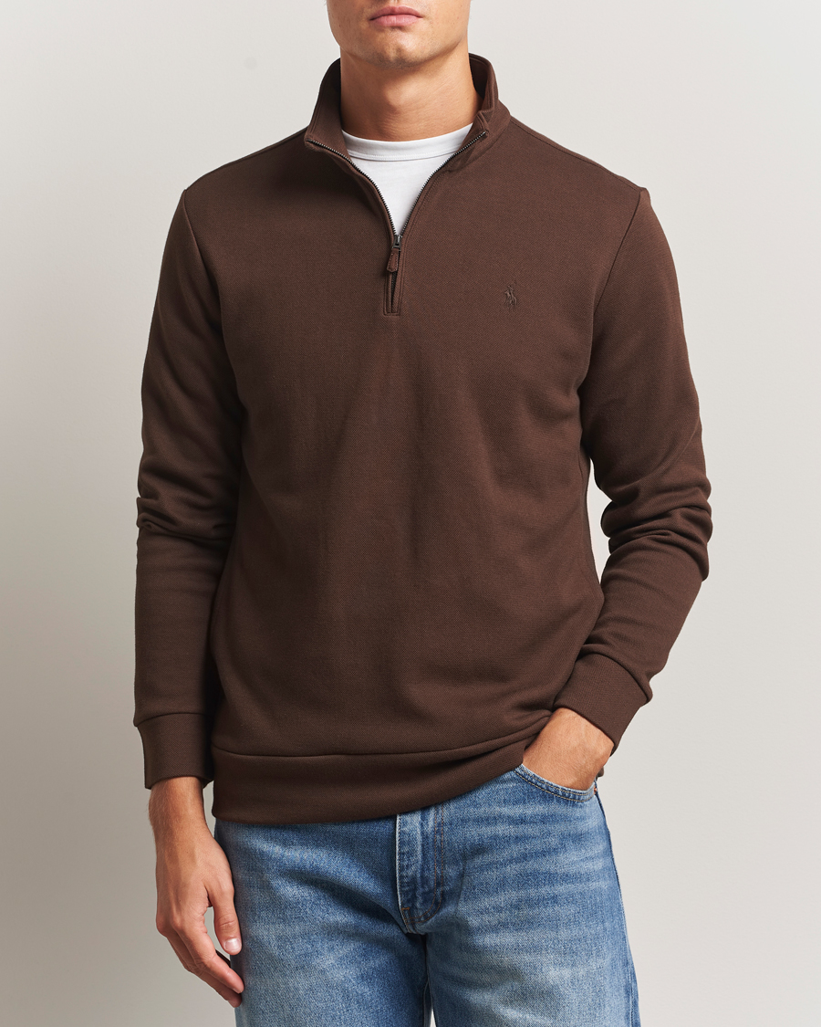 Hombres | Jerséis y prendas de punto | Polo Ralph Lauren | Double Knit Jaquard Half Zip Sweater Nutmeg Brown
