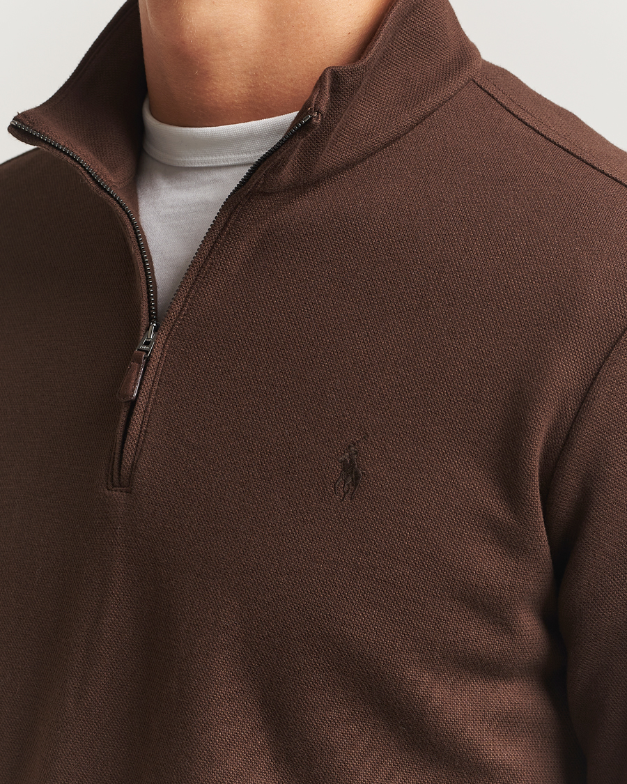 Hombres | Jerséis y prendas de punto | Polo Ralph Lauren | Double Knit Jaquard Half Zip Sweater Nutmeg Brown