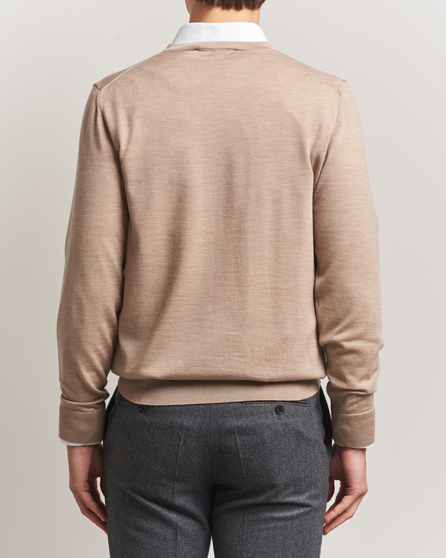 Hombres | Jerséis y prendas de punto | Charles Tyrwhitt | Pure Merino V-Neck Jumper Oatmeal