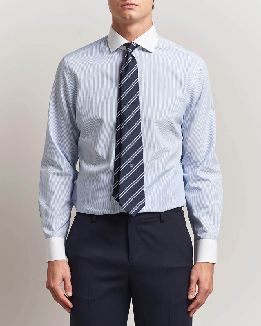 Hombres | Camisas | Charles Tyrwhitt | Slim Fit Non Iron Bengal Stripe Winchester Shirt Sky Blue