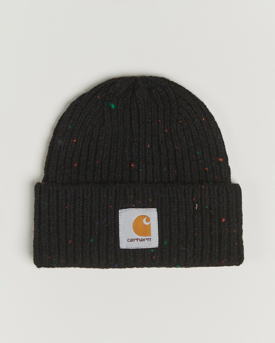 Hombres | Carhartt WIP Anglistic Wool/Cotton Beanie Black | Carhartt WIP | Anglistic Wool/Cotton Beanie Black