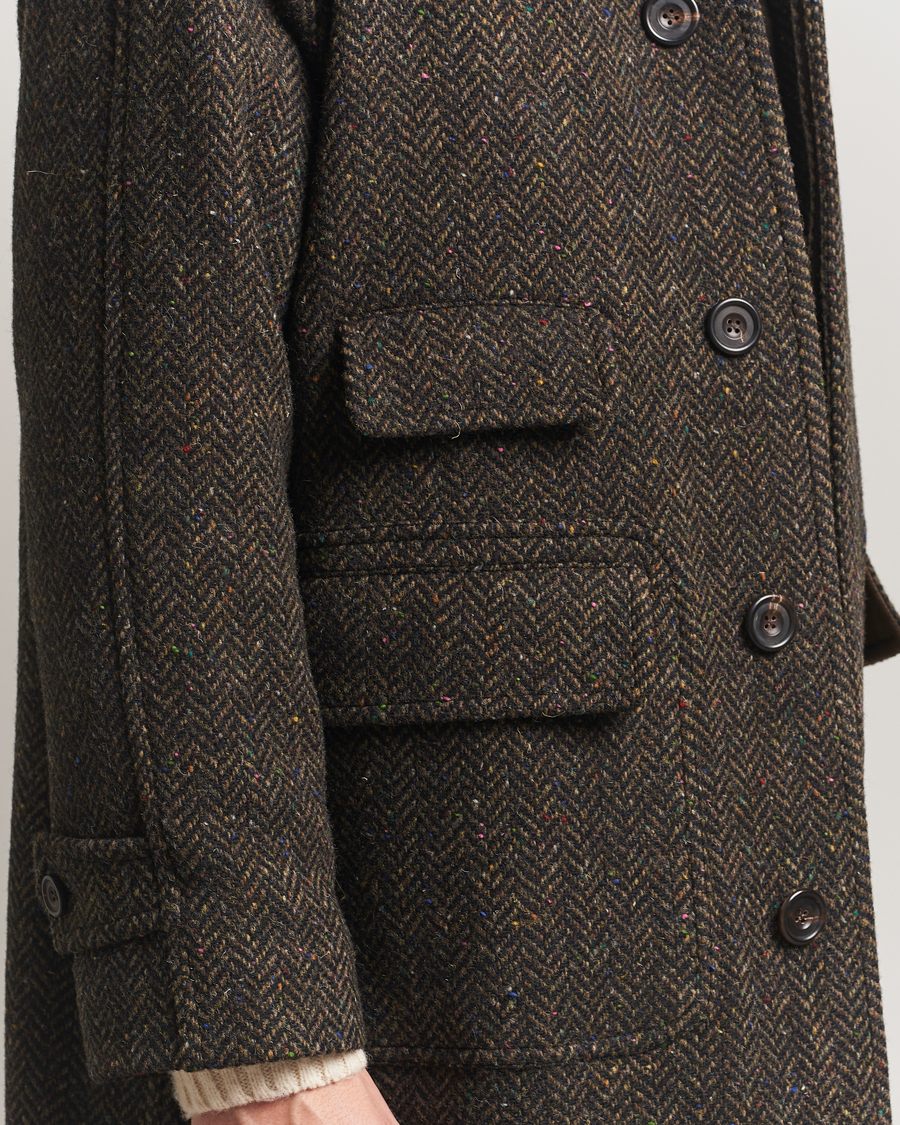 Hombres | Abrigos y chaquetas | Drake's | Herringbone Raglan Overcoat Brown