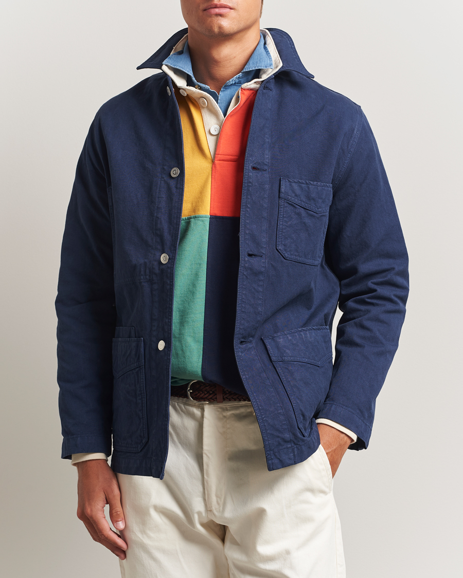 Hombres | Abrigos y chaquetas | Drake's | Duck Cotton Canvas Chore Coat Navy