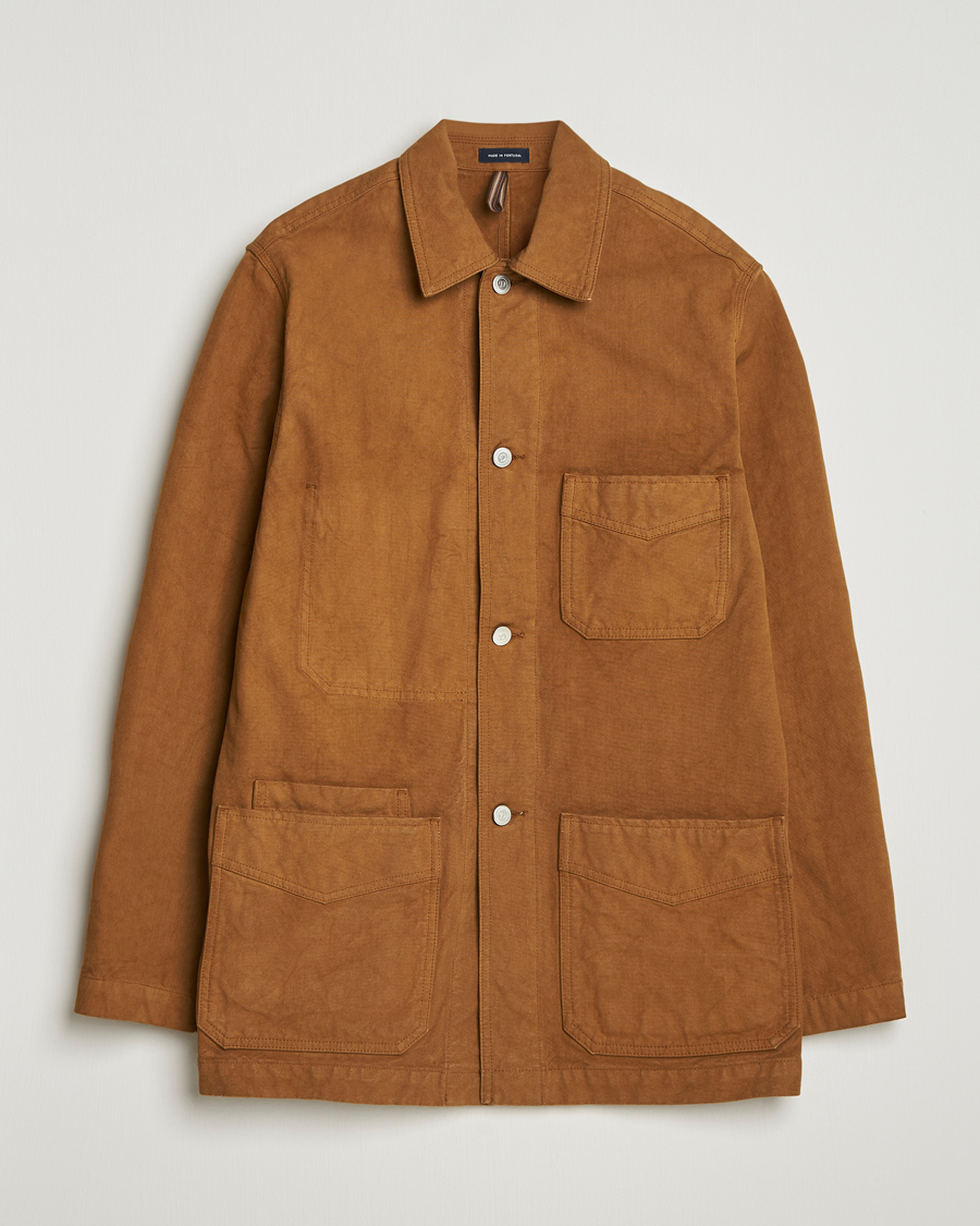 Hombres | Abrigos y chaquetas | Drake's | Duck Cotton Canvas Chore Coat Tobacco