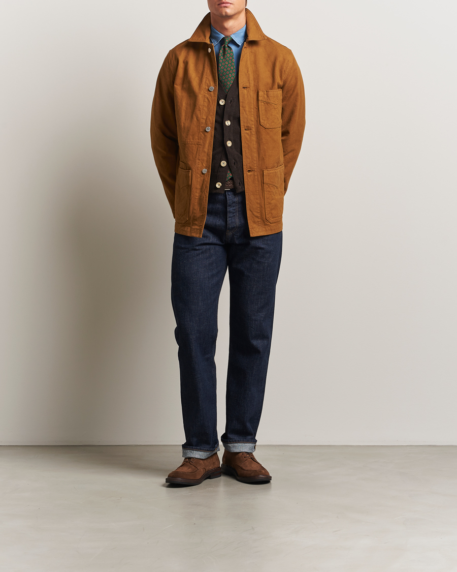 Hombres | Abrigos y chaquetas | Drake's | Duck Cotton Canvas Chore Coat Tobacco