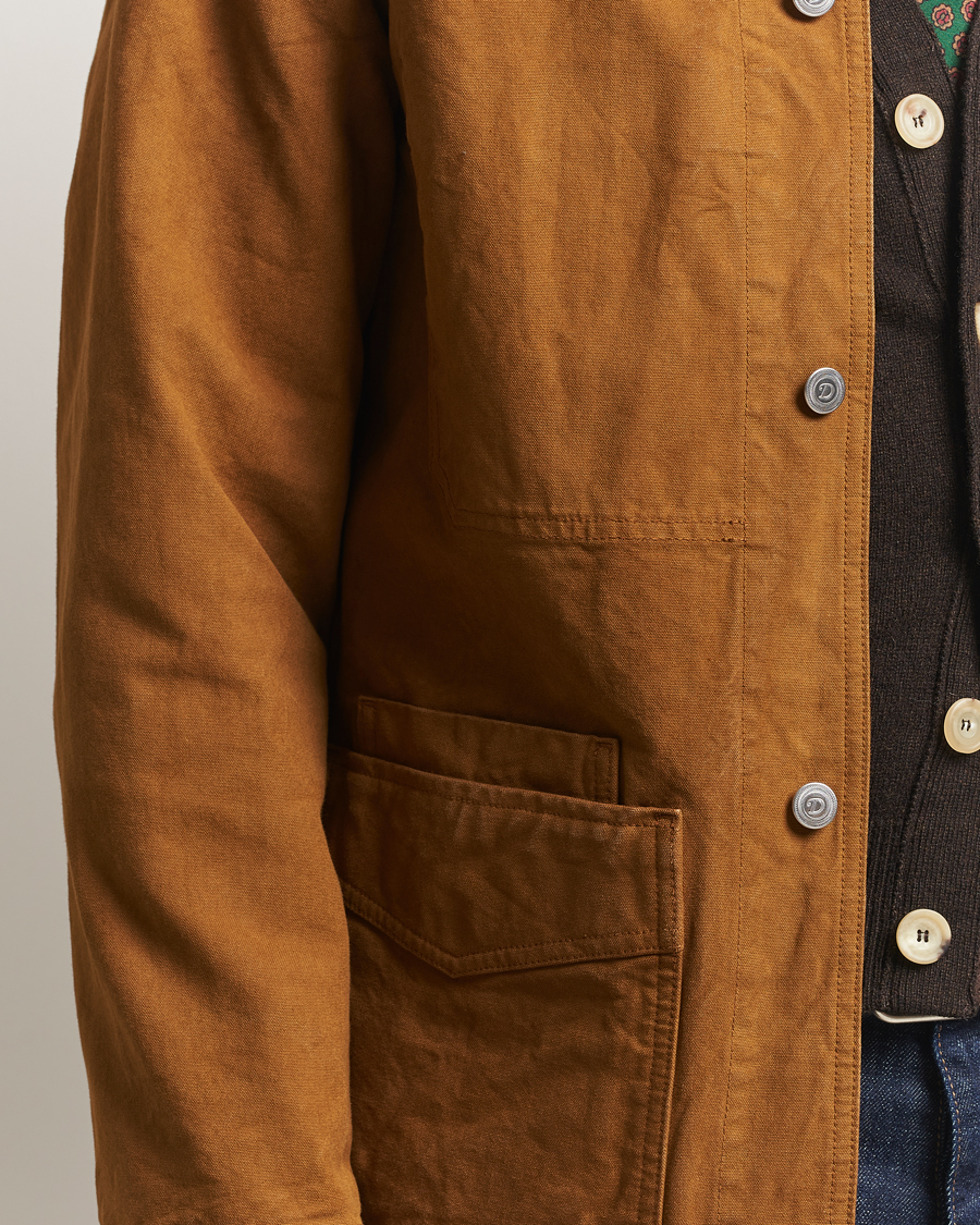 Hombres | Abrigos y chaquetas | Drake's | Duck Cotton Canvas Chore Coat Tobacco