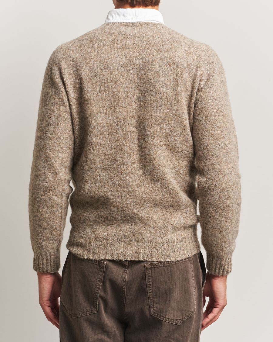 Hombres | Jerséis y prendas de punto | Drake's | Brushed Shetland Crew Mushroom