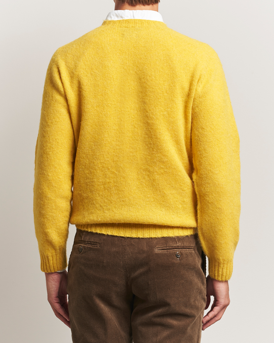 Hombres | Jerséis y prendas de punto | Drake's | Brushed Shetland Crew Yellow
