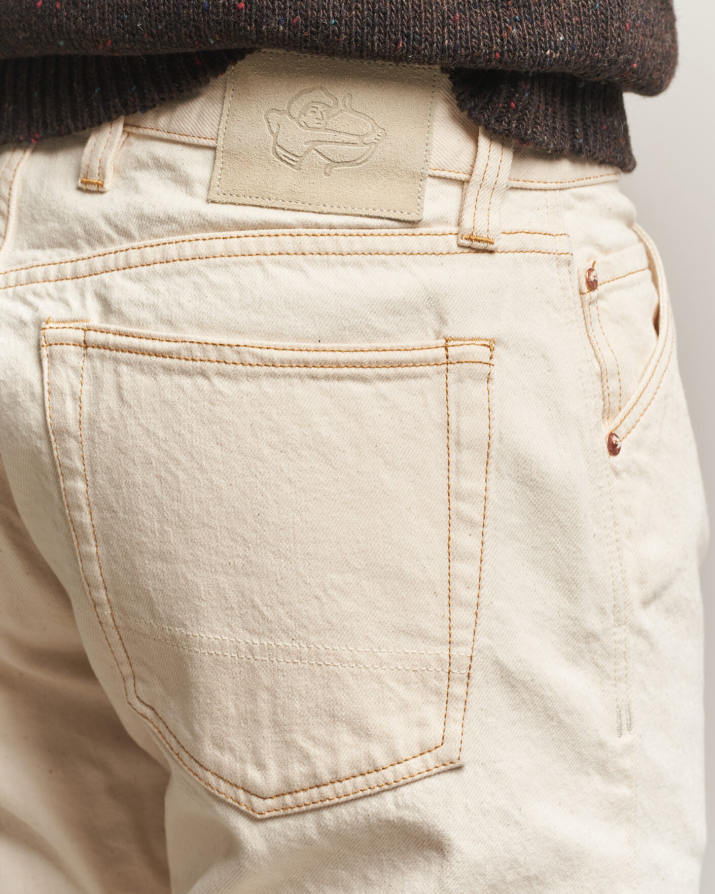 Hombres | Vaqueros | Drake's | 5-Pocket Heavy Cotton Jeans Ecru
