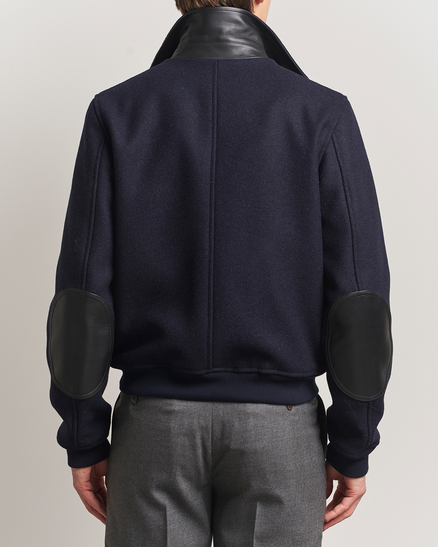 Hombres | Abrigos y chaquetas | Drake's | Melton Bomber Jacket Navy