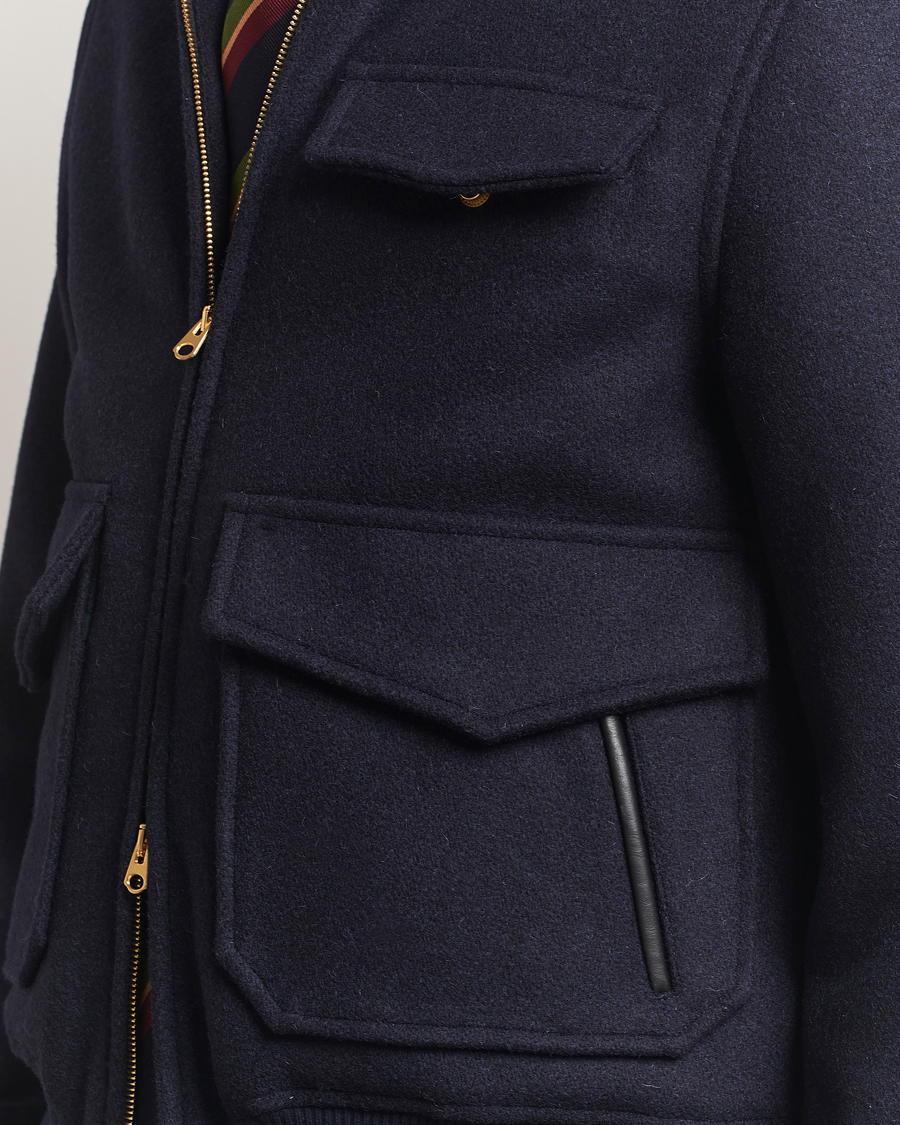 Hombres | Abrigos y chaquetas | Drake's | Melton Bomber Jacket Navy