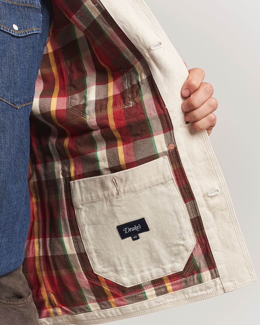 Hombres | Abrigos y chaquetas | Drake's | Denim Welder Jacket Ecru