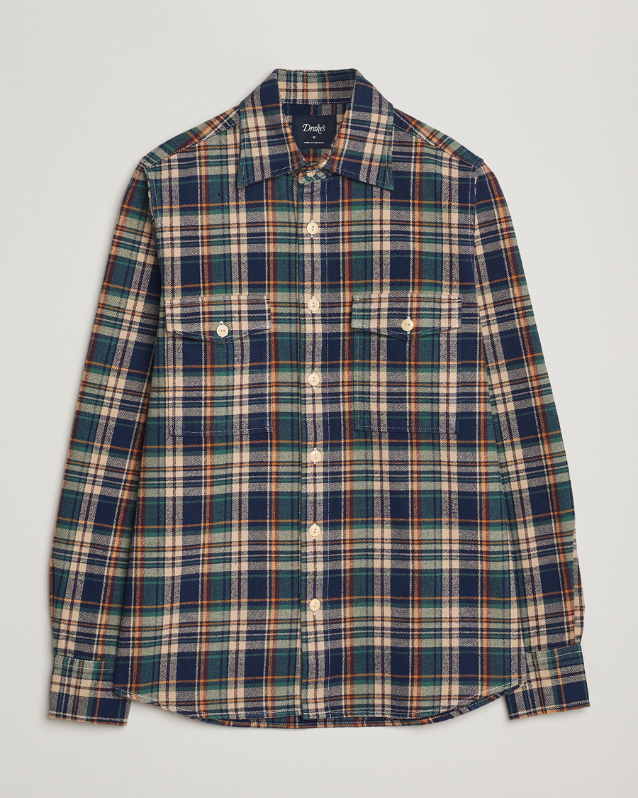 Hombres | Camisas | Drake's | Check Relaxed Block Shirt Multi